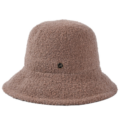 fisherman hat plain color foldable basin hat high quality faux fur wool  bucket hat